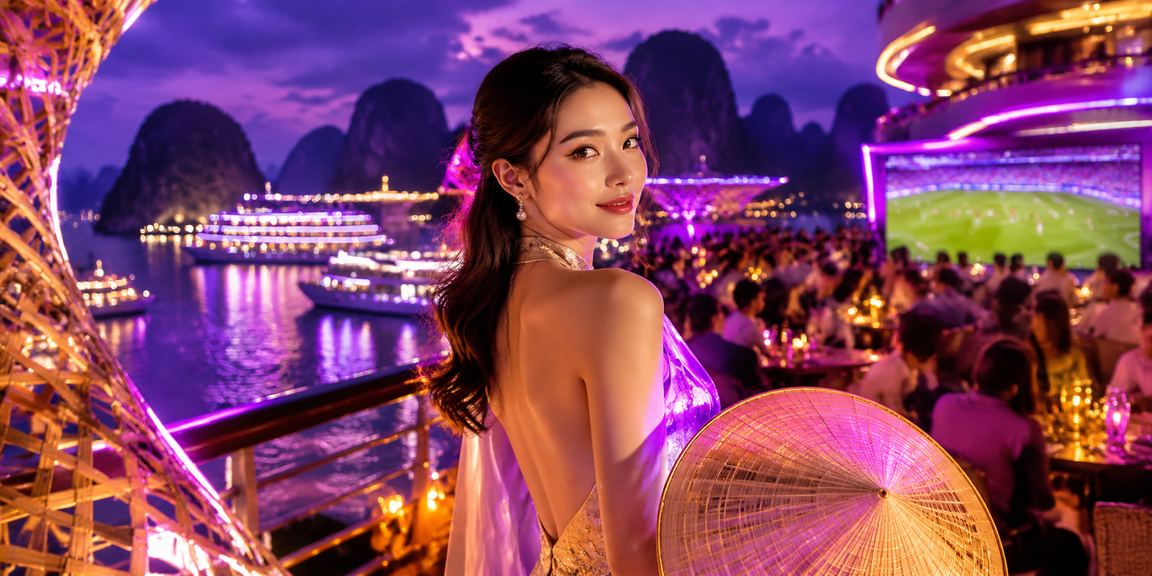 Người dùng xem nhận định kèo bóng đá trên điện thoại tại vịnh Hạ Long