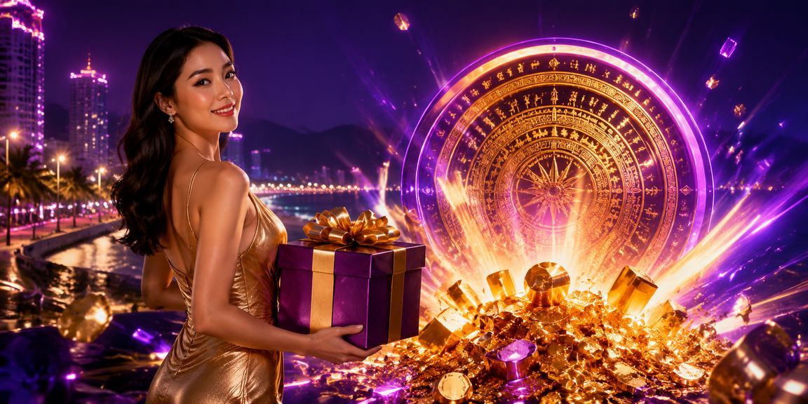Quán bar neon tại Nha Trang về đêm với người dùng đang xem kết quả giải thưởng trực tuyến